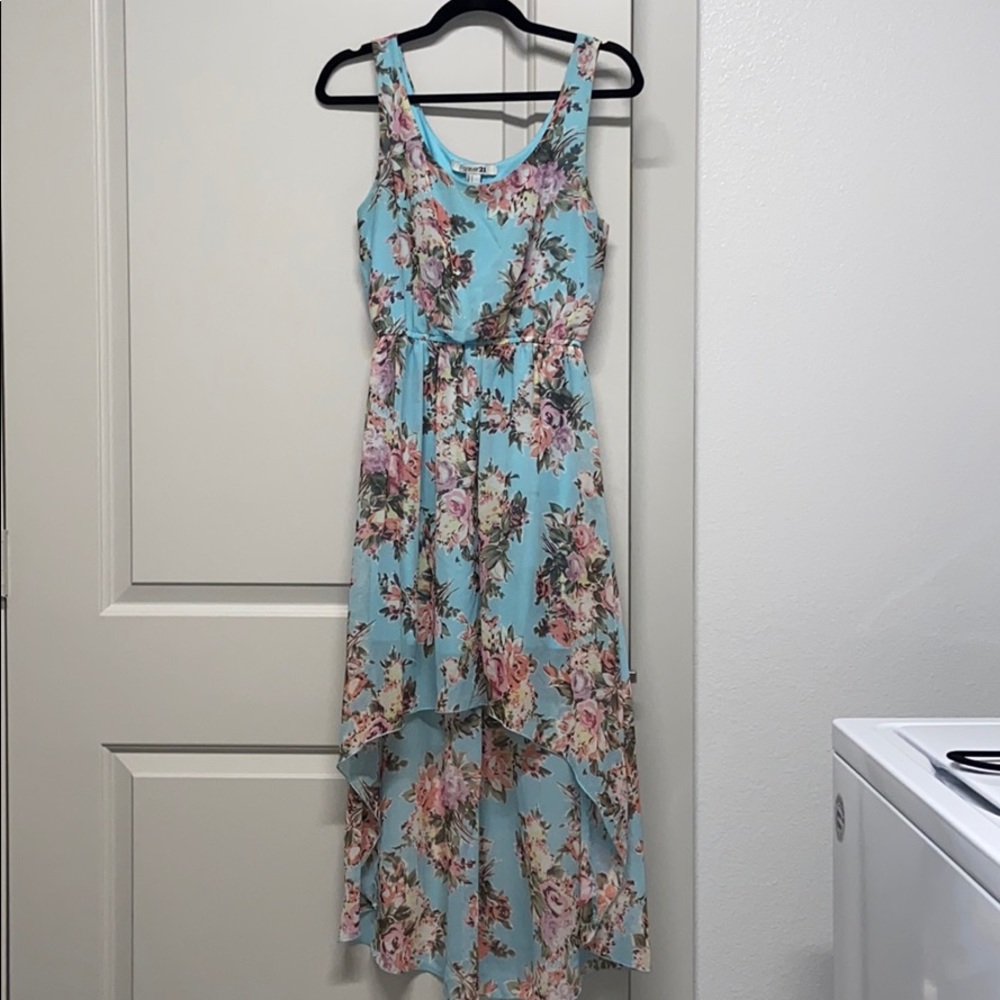 High-Lo Floral Sleeveless Dress